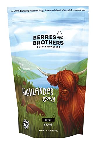 Berres Brothers Highlander Grogg Decaf Coffee, 10 ounce Bag of Ground Coffee, Combination of Caramel, Butterscotch and Hazelnut, Medium Roast