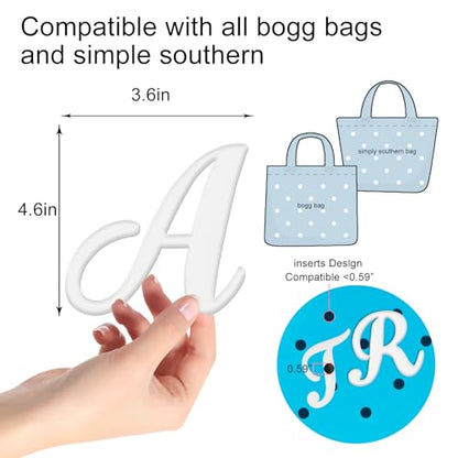 Hikkcos 3 Pcs Letter Charms for Bogg Bag Clips Insert Bogg Bag Accessories Charm Decorative Alphabet Charm for Handbag Beach Tote Bag Simple Modern Beach Bag, Rubber Tote Bag