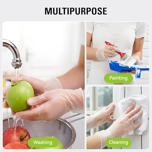 SWIFTLITE Disposable Vinyl Gloves, Food Safe, Latex-Free Powder-Free Clear Plastic Gloves for Cooking, House Clean, Food Prep (100, Small)