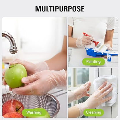 SWIFTLITE Disposable Vinyl Gloves, Food Safe, Latex-Free Powder-Free Clear Plastic Gloves for Cooking, House Clean, Food Prep (100, Small)