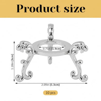 Silver Crystal Ball Stand Set - 10 Metal Display Holders for 40-80mm Spheres
