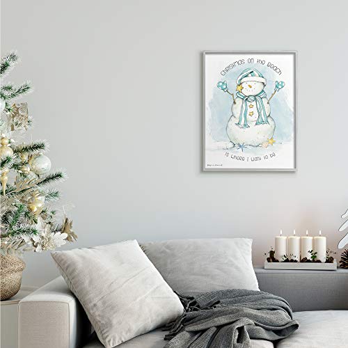 Christmas Beach Snowman Framed Giclée Print, 16 x 20 - Gray Farmhouse Frame (Variation: Christmas Snowman Beach / Grey / 20"L x 16"W)
