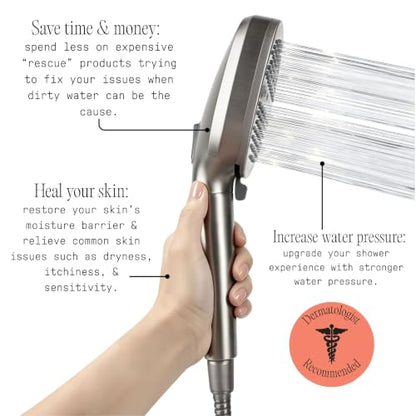 Filtered Shower Head with Chlorine & Hard Water Filters - Brushed Nickel