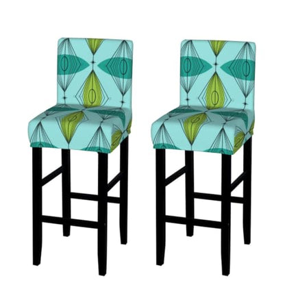 Crunzeyu Pattern-2 2 Pack Ogee and Starburst Bar Stool Seat Covers Washable