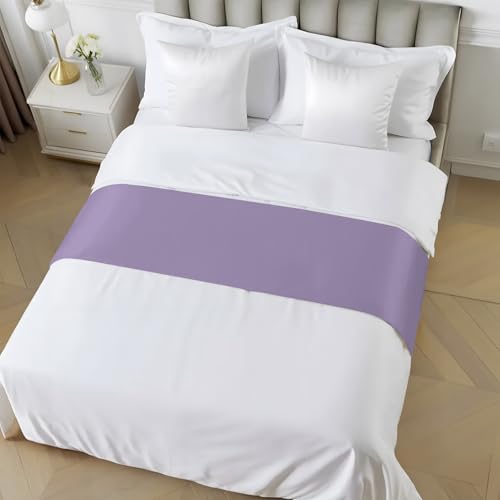 Cal King Lavender Bed Runner 102x20 Inch Decorative Satin Throw for Bed