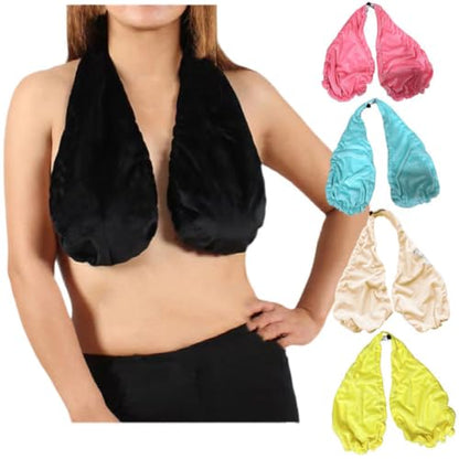 Large Wearable Towel Bra for Women - Soft Microfiber Cotton Bath Wrap with Pads