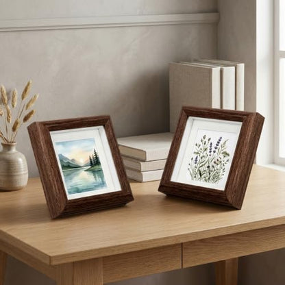 Small Shadow Box Frame 4x4 Inch Wooden Square Picture Frame Set