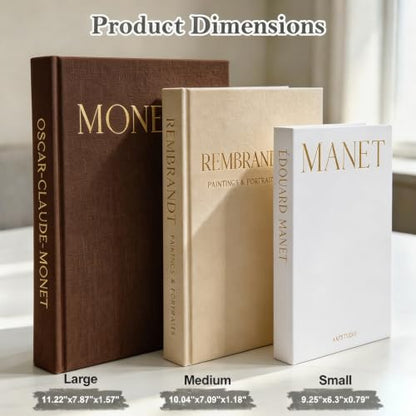 Decorative Faux Linen Book Set - Stackable Hidden Storage - Espresso, Oatmeal & Off-White
