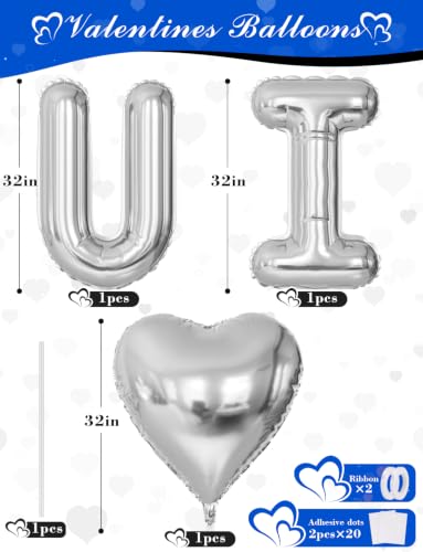Blue Black Silver I Love You Balloons Set for Him Romantic Anniversary Decor