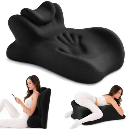 Black Wedge Pillow for Couples, Memory Foam Support for Bed & Lounge