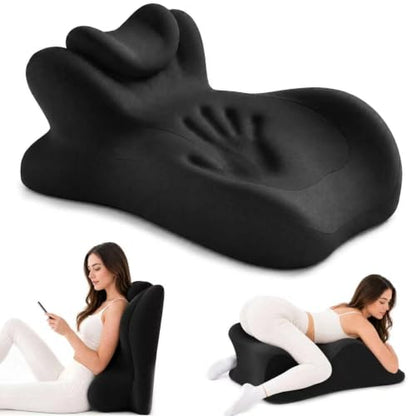 Black Wedge Pillow for Couples, Memory Foam Support for Bed & Lounge