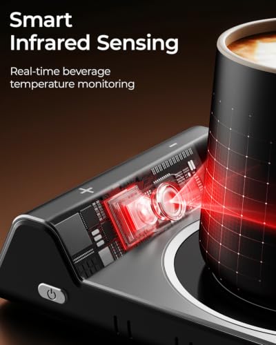 Coffee Mug Warmer Set with Infrared Heating, Adjustable Temp, 14oz Mug Included