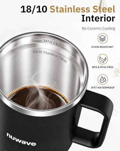 Nuwave Heated Coffee Mug 16oz Rechargeable Temperature Control - Midnight Black