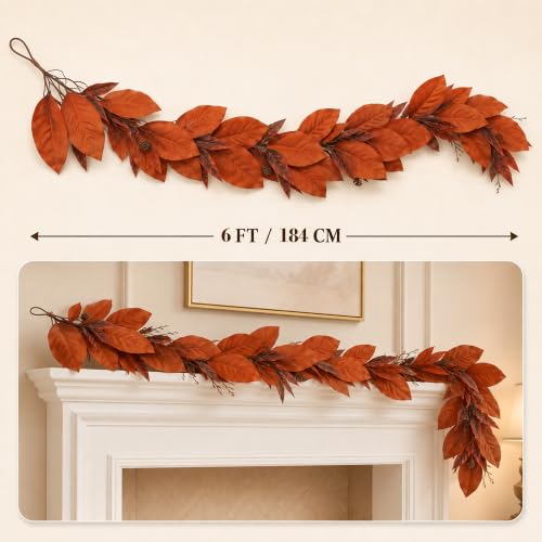 6FT Fall Garland for Mantle Autumn Garlands for Thanksgiving Home Decor