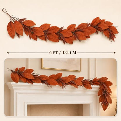 6FT Fall Garland for Mantle Autumn Garlands for Thanksgiving Home Decor