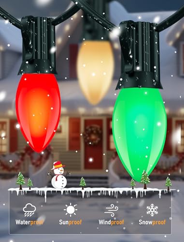 Outdoor C9 LED Christmas Lights 25Ft Multicolor String Waterproof with 26 Bulbs - Variation of THIS listing