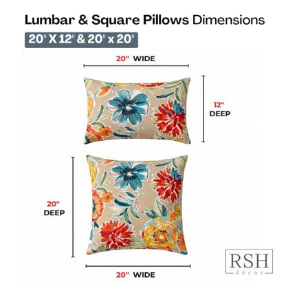 Colsen Sonoma Outdoor 4-Piece Pillow Set Water-Resistant Patio Cushions - 20x12 & 20x20 Variation