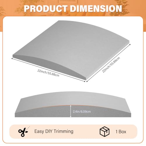 Gray Couch Cushion Support 22x22x2.4 Inch - 3 Pack Curved Foam Inserts