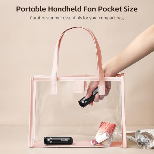 VigorLife Black Portable Handheld Fan with LED Flashlight & Power Bank - Foldable Summer Travel Fan