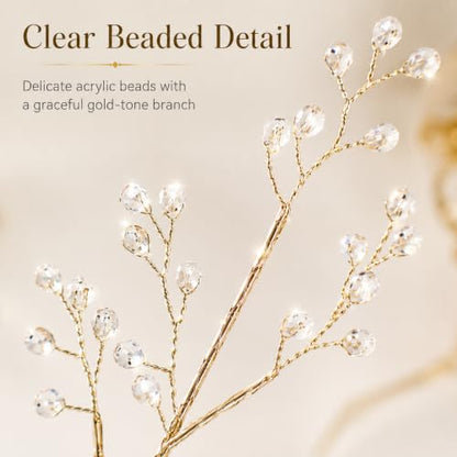 Crystal Beaded Flower Picks for DIY Crafts and Decorations - Gold 11.8in