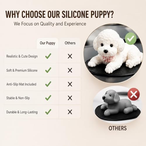 Silicone Dog Dashboard Decoration for Car - Teddy Puppy Figurine (#C)
