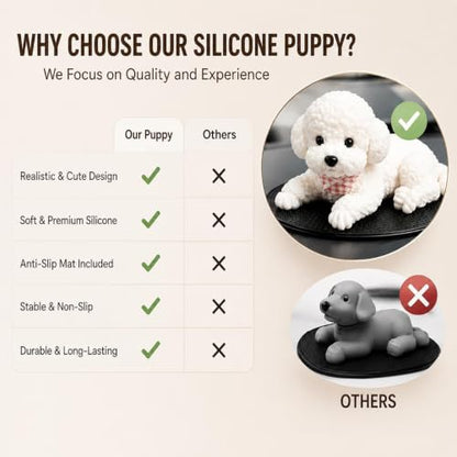 Silicone Dog Dashboard Decoration for Car - Teddy Puppy Figurine (#C)