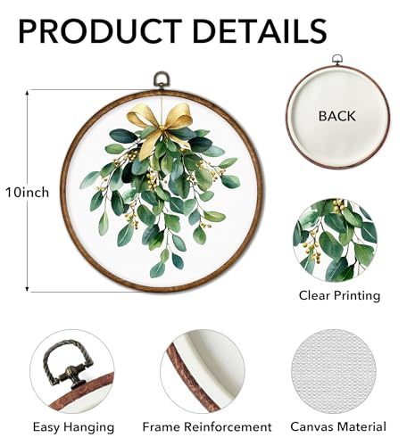 Christmas Hanging Ornament with Bow - Mistletoe Decor for Holiday Season