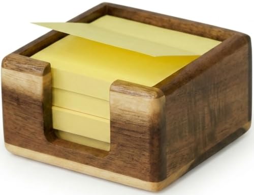 Acacia Wood Sticky Note Holder Desk Organizer for 3x3 Inch Notes