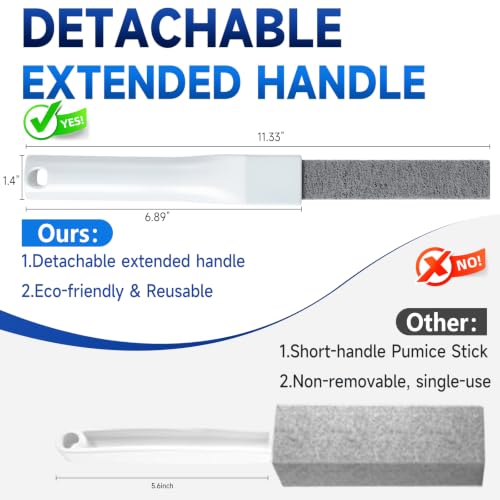 8 Pack Pumice Stone Toilet Cleaner with 2 Long Handle Replacements