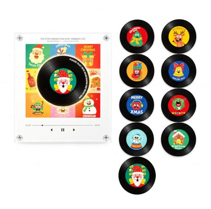Christmas Refrigerator Magnet with NFC Vinyl Record Player - Retro Holiday Decor