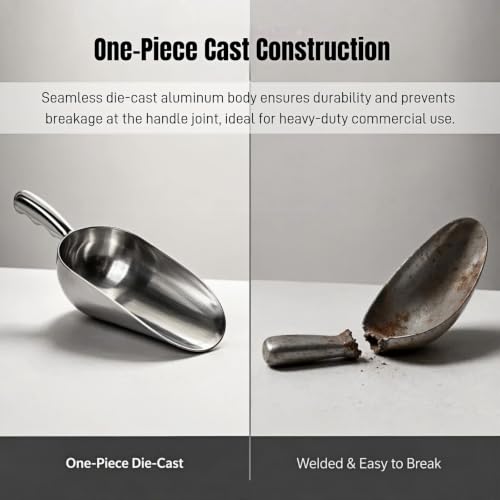 Heavy Duty 12oz Aluminum Ice Scoop 2 Pack for Kitchen & Bar Use
