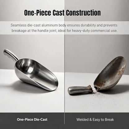 Heavy Duty 12oz Aluminum Ice Scoop 2 Pack for Kitchen & Bar Use
