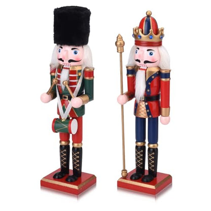 Christmas Nutcracker King & Soldier Figures Set - Wooden Holiday Decor