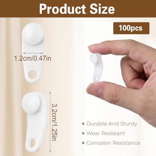 100 Pcs Plastic Curtain Gliders for Track White Curtain Rail Hooks