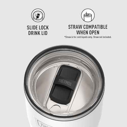 THERMOS ICON SERIES, Stainless Steel Cold Tumbler with Slide Lock, 24 Ounce, Snow