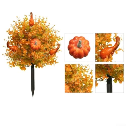 22 Inch Pumpkin Topiary Tree with Stake for Halloween & Fall Decor