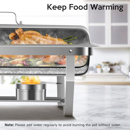 Rengue 9.5 QT Silver Chafing Dishes Buffet Set (4 Pack) for Catering & Events