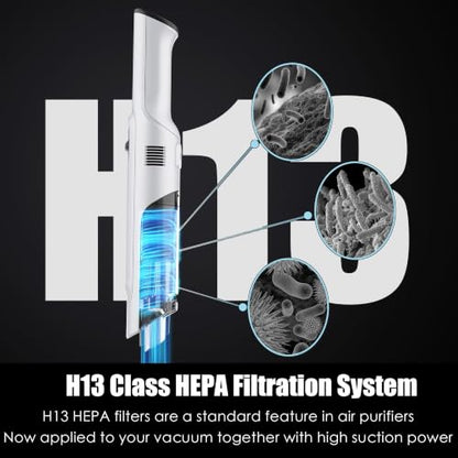 Cordless Handheld Vacuum Cleaner - Lightweight 1.4lb, Powerful Suction, Charging Dock, Detachable Dust Cup - Cloud White