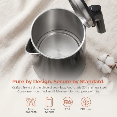 Electric Kettle 1L, 1200W with 7 Temperature Settings & Keep Warm Function