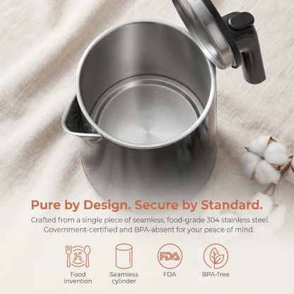 Electric Kettle 1L, 1200W with 7 Temperature Settings & Keep Warm Function