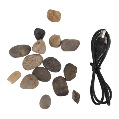 Mini Black Waterfall Fountain with LED Lights & Decorative Stones for Indoor Decor