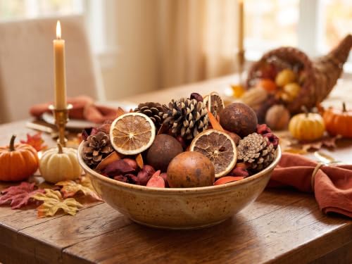 Fall Potpourri Bag with Dried Oranges, Pumpkins & Cinnamon Sticks - Rustic Home Decor