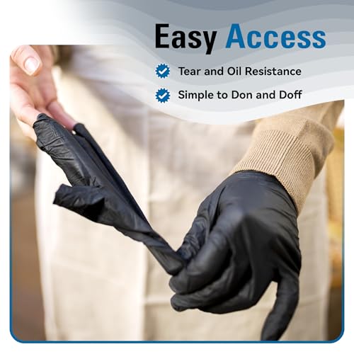 SWIFTLITE Nitrile Gloves Disposable Latex Free, 4 Mil Black Food Grade Powder Free Rubber Gloves for BBQ, Cooking, Cleaning (100, Small)