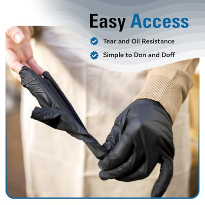 SWIFTLITE Nitrile Gloves Disposable Latex Free, 4 Mil Black Food Grade Powder Free Rubber Gloves for BBQ, Cooking, Cleaning (100, Small)