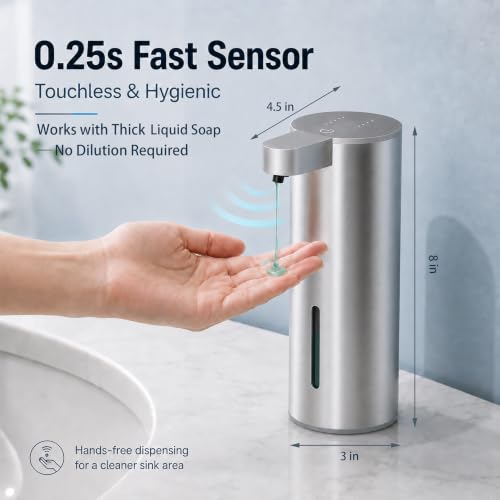 Stainless Steel Touchless Soap Dispenser with Adjustable Levels for Kitchen & Bathroom