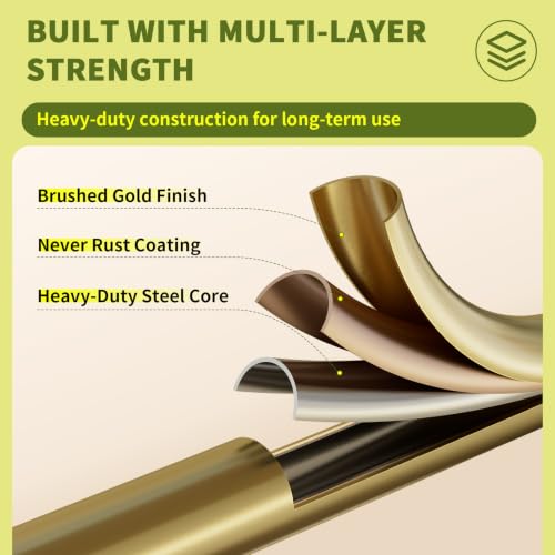 Brushed Gold Curtain Rod 28-48 Inch Wrap Around Window Treatment