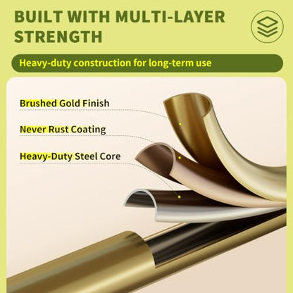 Brushed Gold Curtain Rod 28-48 Inch Wrap Around Window Treatment