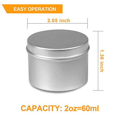 Silver 2oz Candle Tins with Lids - Pack of 27 for Candle Making & Gifts