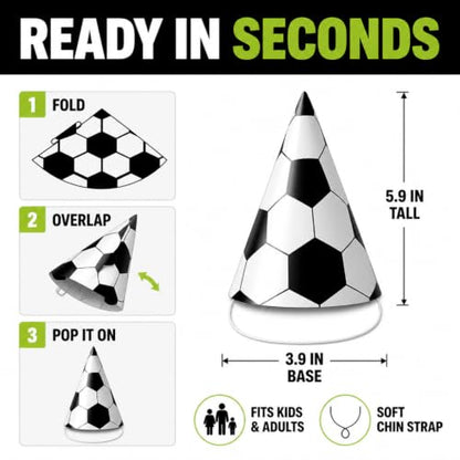 Soccer Party Hats for Birthday Celebration Supplies