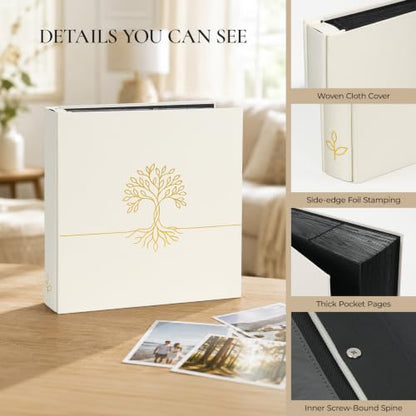 Vienrose Large Fabric Cover Photo Album 4x6 with 600 Pockets Tree of Life Variation